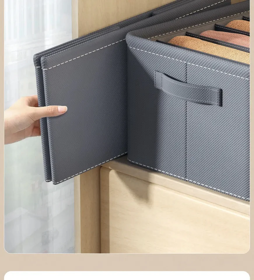 3 Pack Wardrobe Clothes Organiser,Foldable Jeans Drawer Closet Organizer - Image 8