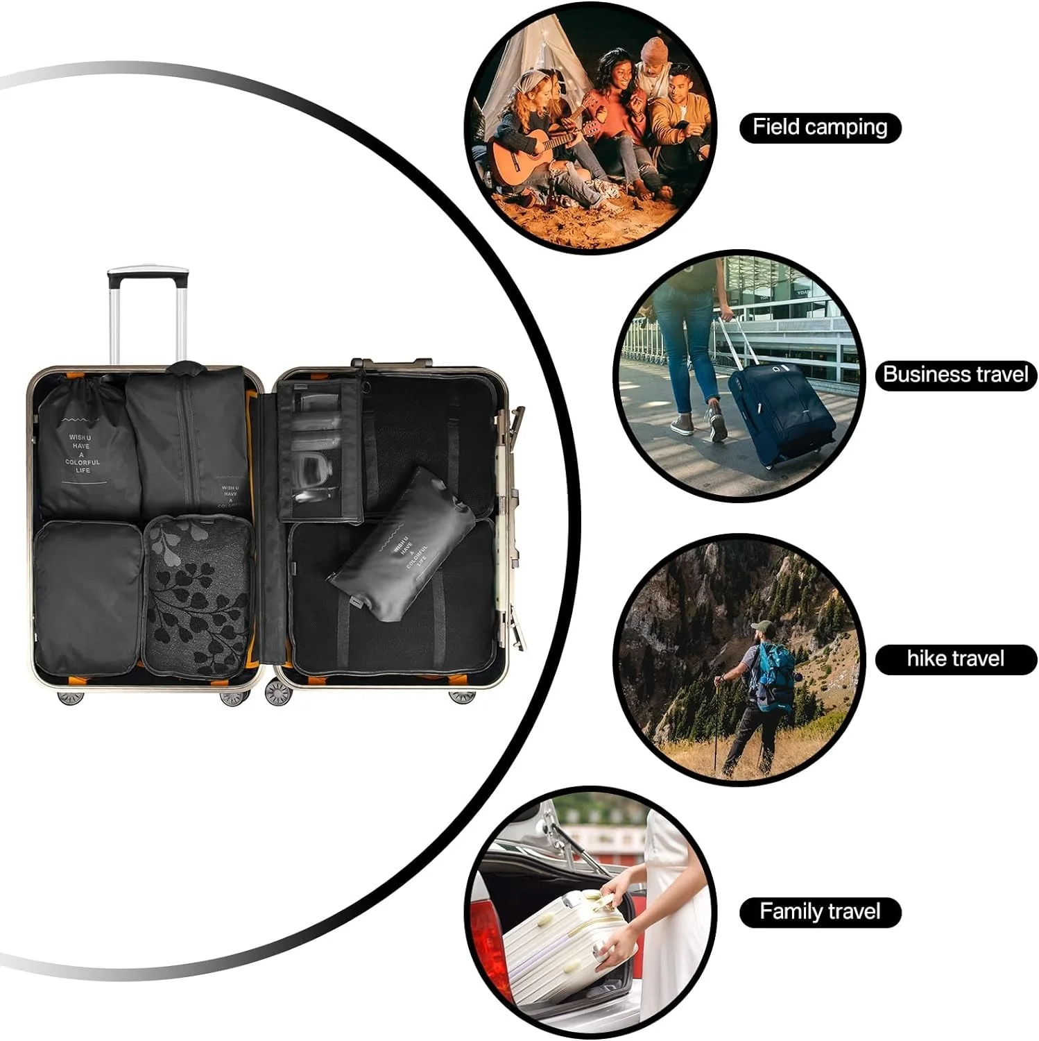 8-Piece Travel Packing Cubes Set | Waterproof Luggage Organizers for Suitcase - Image 5