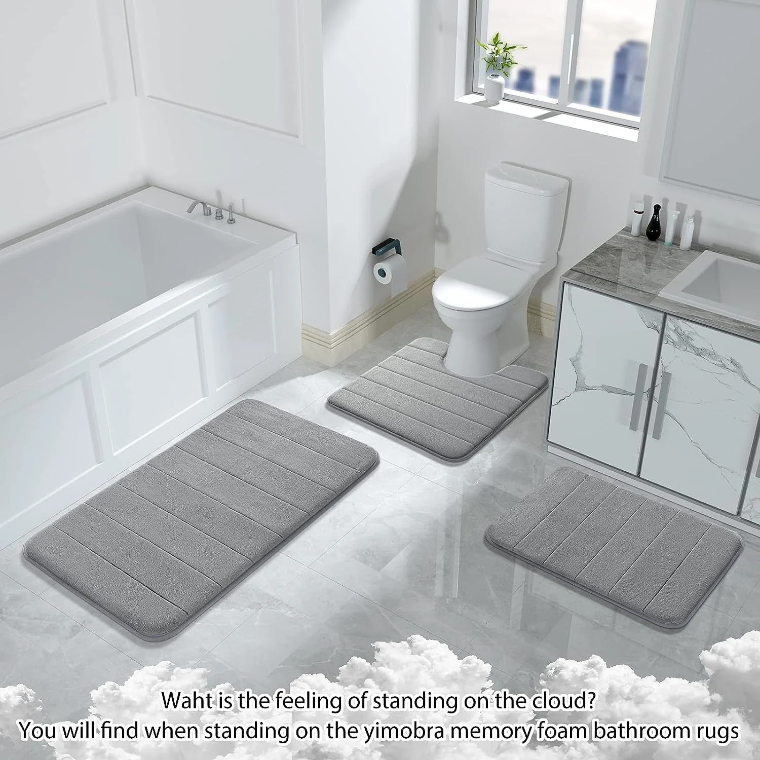 Memory Foam Soft Bath Mats - Non Slip Absorbent Bathroom Rugs - Image 4